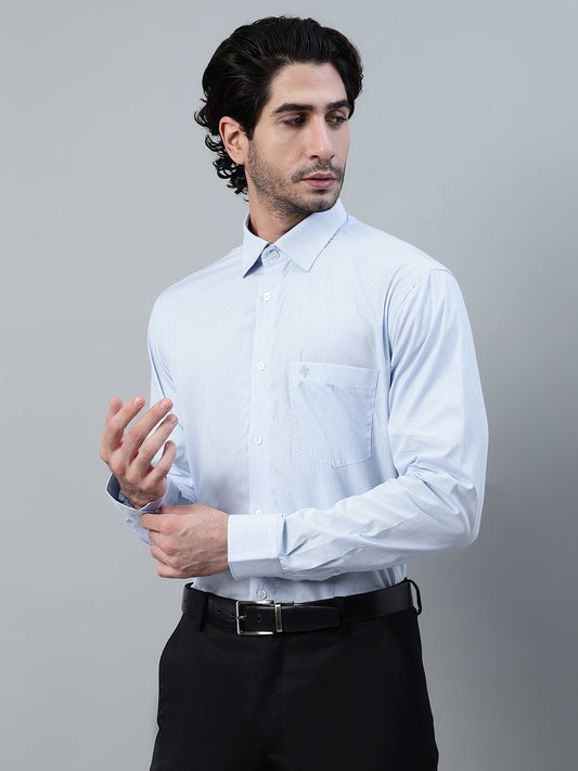 Formal Shirt for Men l Breathable & Soft with Color Fastness Regular Fit Spread Collar Neck Cotton Fabric Striped Pattern
