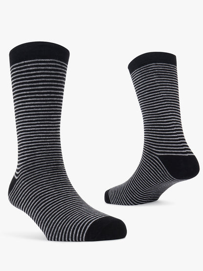 Men's Pack Of 5 Grey Crew Length Stripes Casual Socks