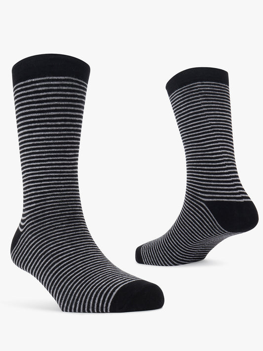 Men's Pack Of 5 Grey Crew Length Stripes Casual Socks