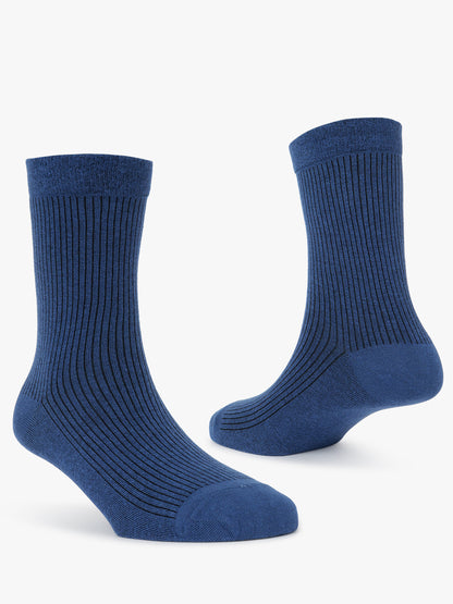 Men's Pack Of 5 Blue Crew Length Stripes Casual Socks