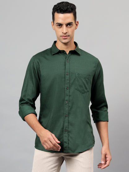 Casual Shirt for Men | Breathable & Soft with Color Fastness Regular Fit Spread Collar Neck Cotton Blend Fabric Solid Pattern