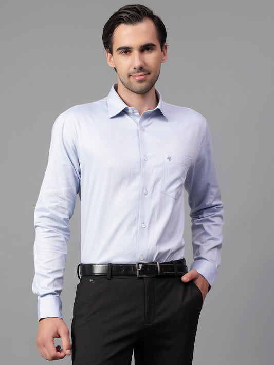 Formal Shirt for Men l Breathable & Soft with Color Fastness Regular Fit Spread Collar Neck Giza Cotton Fabric Self Design Pattern