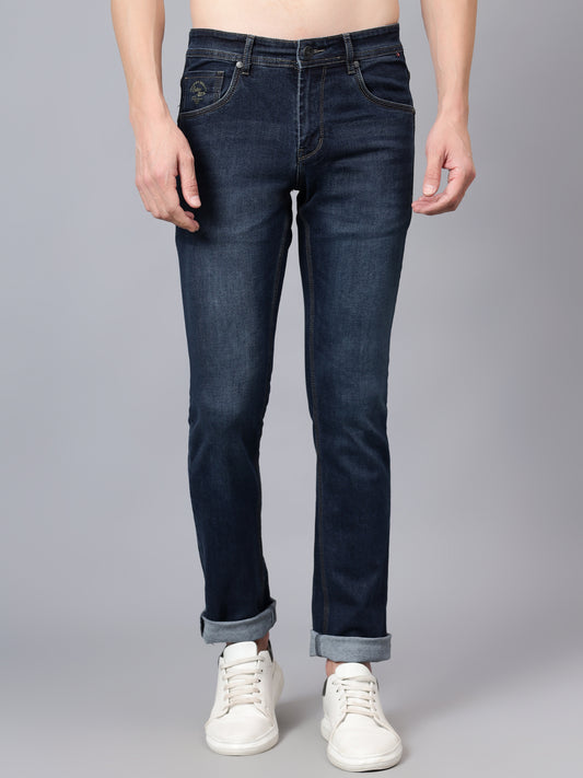 Denim Jeans for Men l Breathable & Soft with Color Fastness Ultra Narrow Fit Cotton Fabric Solid Pattern Button Closure