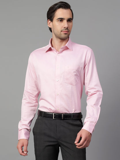 Formal Shirt for Men l Breathable & Soft with Color Fastness Regular Fit Spread Collar Neck Giza Cotton Fabric Self Design Pattern