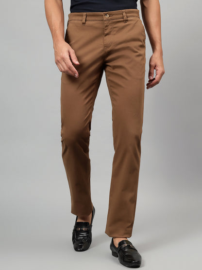 Casual Trouser for Men | Breathable & Soft with Color Fastness Regular Fit Cotton Blend Fabric Solid Pattern Button Closure