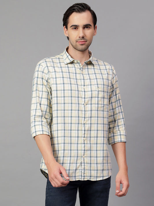 Casual Shirt for Men | Breathable & Soft with Color Fastness Regular Fit Spread Collar Neck Cotton Fabric Checkered Pattern