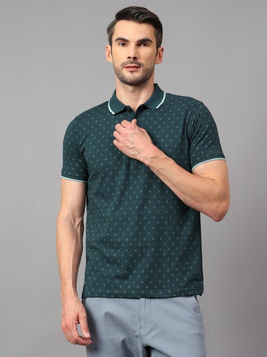 T-Shirt for Men | Breathable & Soft with Color Fastness Regular Fit Polo Neck Poly Cotton Fabric Printed Pattern