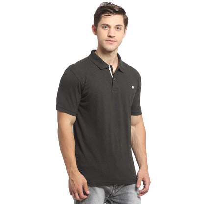 Men's Olive Regular Fit Solid Half Sleeve Casual T-Shirt