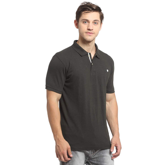 Men's Olive Regular Fit Solid Half Sleeve Casual T-Shirt