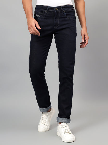 Denim Jeans for Men l Breathable & Soft with Color Fastness Ultra Narrow Fit Cotton Fabric Solid Pattern Button Closure