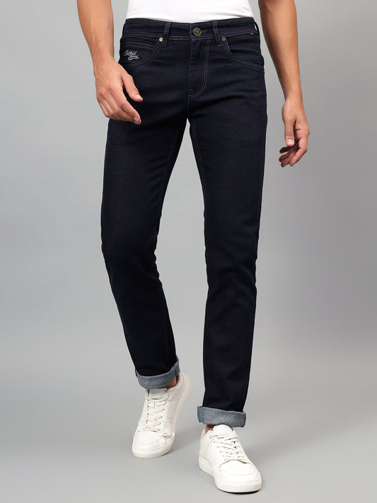 Denim Jeans for Men l Breathable & Soft with Color Fastness Ultra Narrow Fit Cotton Fabric Solid Pattern Button Closure