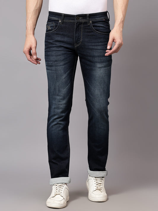 Denim Jeans for Men l Breathable & Soft with Color Fastness Ultra Narrow Fit Cotton Fabric Solid Pattern Button Closure
