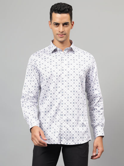 Formal Shirt for Men l Breathable & Soft with Color Fastness Regular Fit Spread Collar Neck Cotton Fabric Printed Pattern