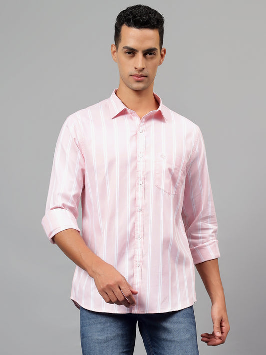 Casual Shirt for Men | Breathable & Soft with Color Fastness Regular Fit Spread Collar Neck Cotton Fabric Striped Pattern