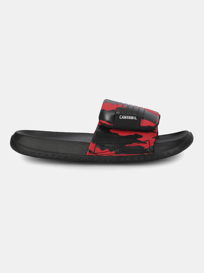 Men's Red Colourblock Sliders