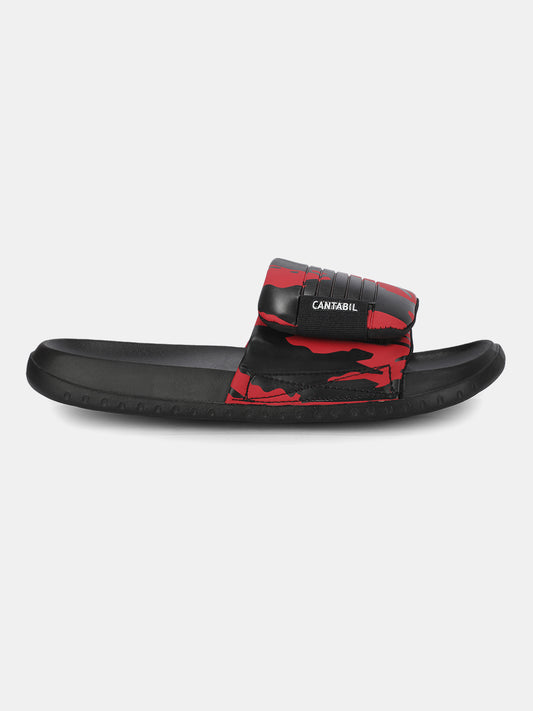 Men's Red Colourblock Sliders
