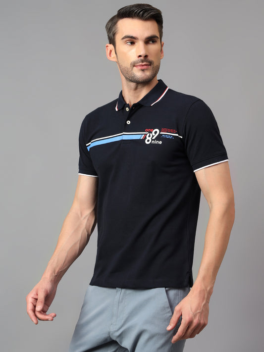 T-Shirt for Men | Breathable & Soft with Color Fastness Regular Fit Polo Neck Poly Cotton Fabric Printed Pattern