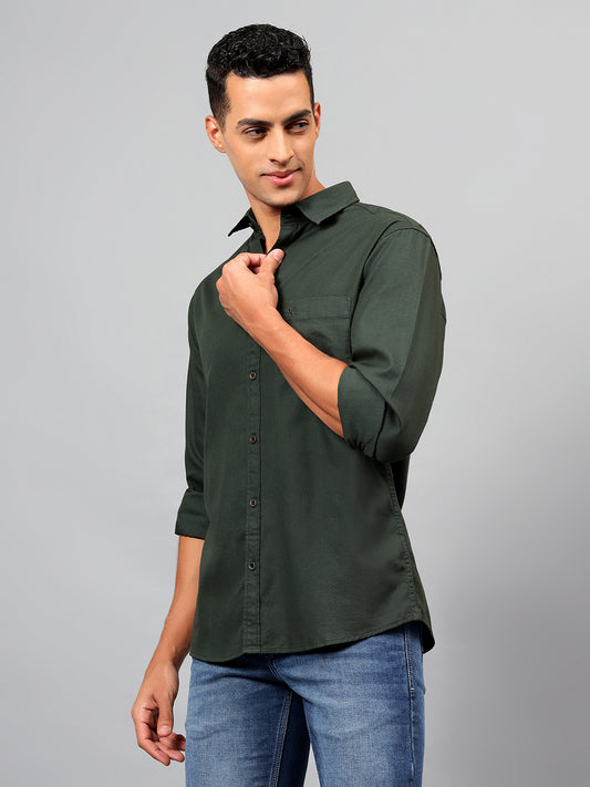 Casual Shirt for Men | Breathable & Soft with Color Fastness Regular Fit Spread Collar Neck Cotton Fabric Solid Pattern