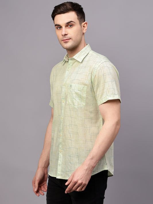 Casual Shirt for Men | Breathable & Soft with Color Fastness Regular Fit Spread Collar Neck Cotton Fabric Printed Pattern