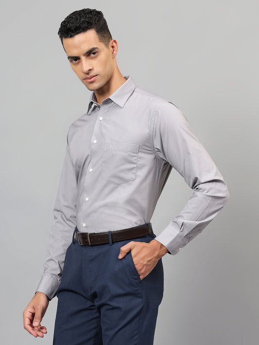 Formal Shirt for Men l Breathable & Soft with Color Fastness Regular Fit Spread Collar Neck Cotton Blend Fabric Solid Pattern