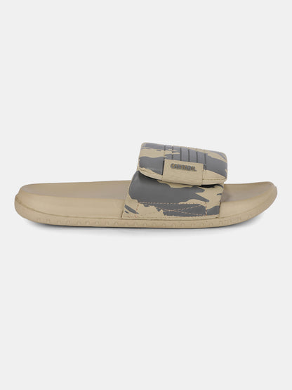 Men's Beige Colourblock Sliders