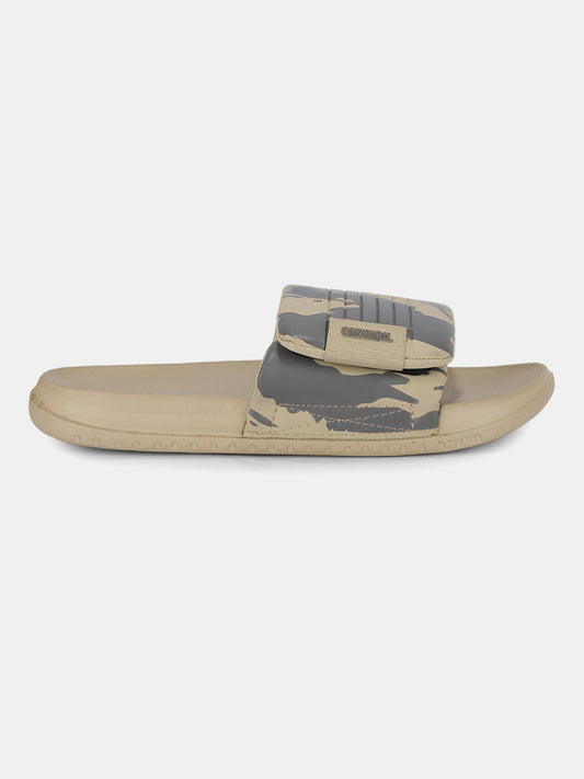 Men's Beige Colourblock Sliders