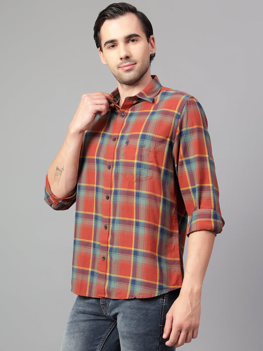 Casual Shirt for Men | Breathable & Soft with Color Fastness Regular Fit Spread Collar Neck Cotton Fabric Checkered Pattern