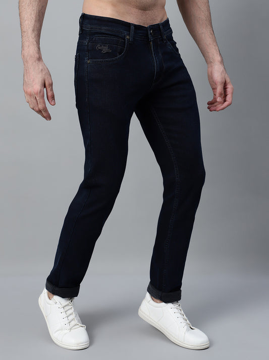 Denim Jeans for Men l Breathable & Soft with Color Fastness Ultra Narrow Fit Cotton Fabric Solid Pattern Button Closure