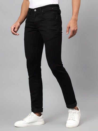 Denim Jeans for Men l Breathable & Soft with Color Fastness Ultra Narrow Fit Cotton Fabric Solid Pattern Button Closure