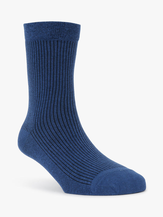 Men's Pack Of 5 Blue Crew Length Stripes Casual Socks