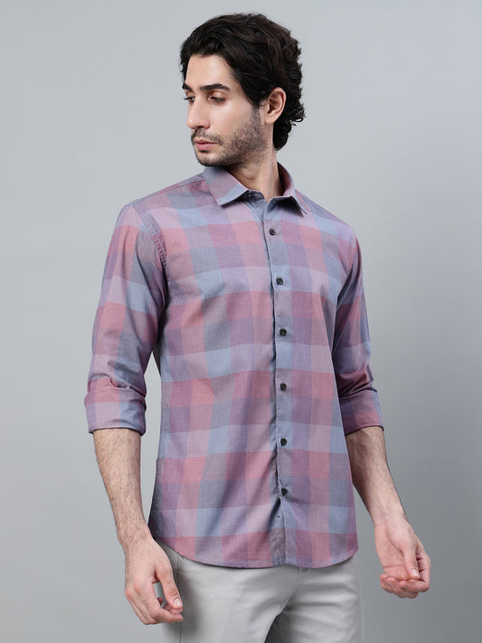 Casual Shirt for Men | Breathable & Soft with Color Fastness Regular Fit Spread Collar Neck Cotton Blend Fabric Checkered Pattern