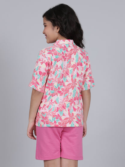 Girls Printed Pink Casual Top