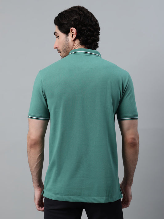 T-Shirt for Men | Breathable & Soft with Color Fastness Regular Fit Polo Neck Poly Cotton Fabric Solid Pattern