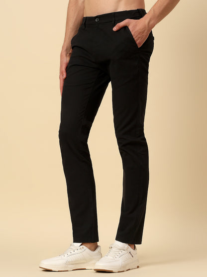 Casual Trouser for Men | Breathable & Soft with Color Fastness Regular Fit Cotton Stretch Fabric Solid Pattern Button Closure