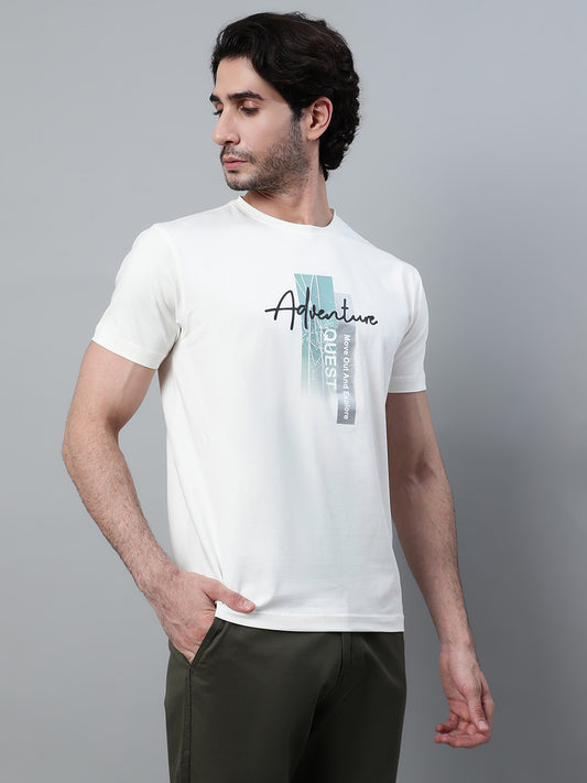 T-Shirt for Men | Breathable & Soft with Color Fastness Regular Fit Round Neck Poly Cotton Fabric Printed Pattern