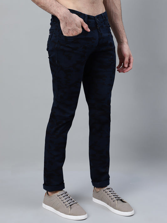 Casual Trouser for Men | Breathable & Soft with Color Fastness Regular Fit Cotton Blend Fabric Printed Pattern Button Closure