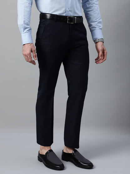 Formal Trouser for Men | Breathable & Soft with Color Fastness Regular Fit Poly Viscose Fabric Checkered Pattern Hook & Eye Closure