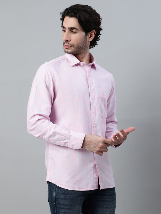 Casual Shirt for Men | Breathable & Soft with Color Fastness Regular Fit Spread Collar Neck Cotton Fabric Striped Pattern