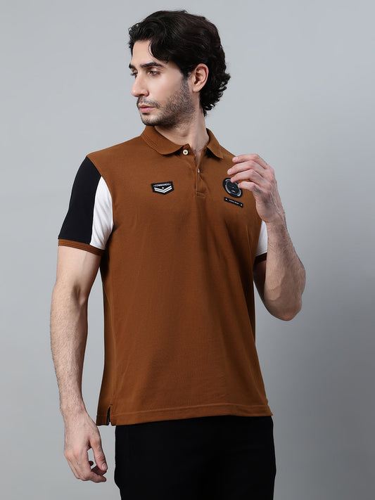 T-Shirt for Men | Breathable & Soft with Color Fastness Regular Fit Polo Neck Poly Cotton Fabric Solid Pattern
