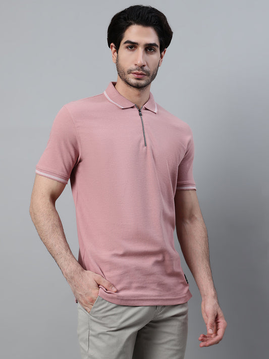 T-Shirt for Men | Breathable & Soft with Color Fastness Regular Fit Polo Neck Poly Cotton Fabric Solid Pattern