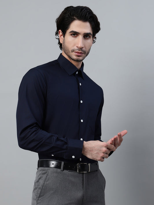 Formal Shirt for Men l Breathable & Soft with Color Fastness Regular Fit Spread Collar Neck Cotton Fabric Solid Pattern