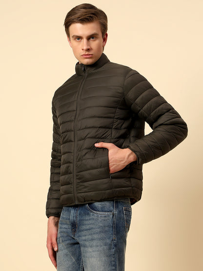 Reversible Jacket for Men | Premium Casual Jacket Regular Fit Mock Neck Nylon Fabric Solid Pattern