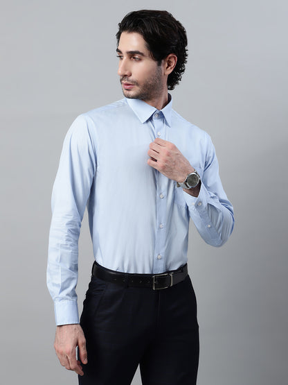 Men's Sky Blue Formal Plain Full Sleeve Shirt