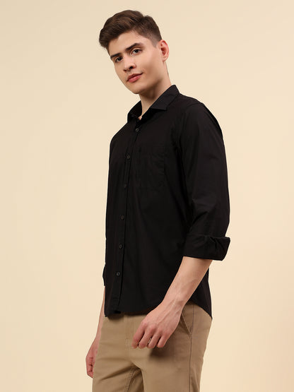 Shirt for Men | Breathable & Soft with Color Fastness Slim Fit Spread Collar Pure Cotton Fabric Solid Pattern