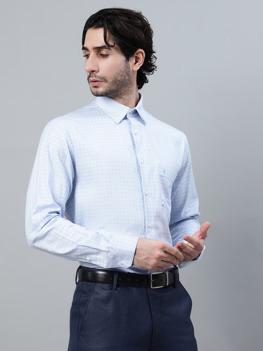 Formal Shirt for Men l Breathable & Soft with Color Fastness Regular Fit Spread Collar Neck Cotton Fabric Checkered Pattern
