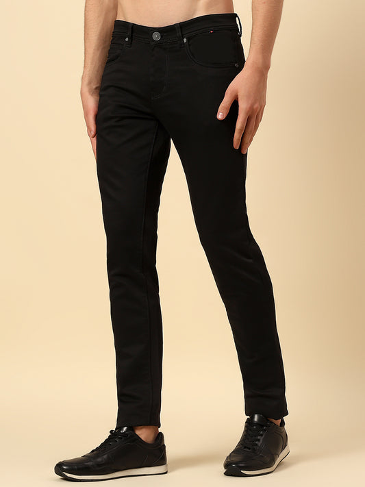 Denim Jeans for Men | Breathable & Soft with Color Fastness Ultra Narrow Poly Cotton Fabric Solid Pattern Button Closure