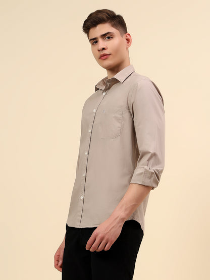 Shirt for Men | Breathable & Soft with Color Fastness Slim Fit Spread Collar Pure Cotton Fabric Solid Pattern