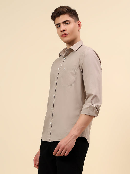 Shirt for Men | Breathable & Soft with Color Fastness Slim Fit Spread Collar Pure Cotton Fabric Solid Pattern