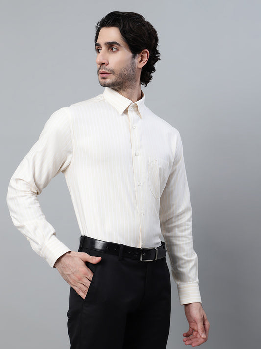 Formal Shirt for Men l Breathable & Soft with Color Fastness Regular Fit Spread Collar Neck Cotton Fabric Striped Pattern