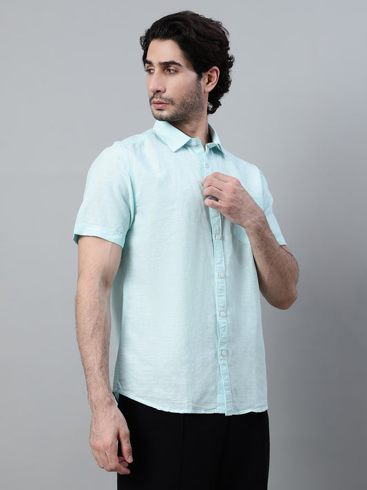 Casual Shirt for Men | Breathable & Soft with Color Fastness Regular Fit Spread Collar Neck Cotton Fabric Solid Pattern